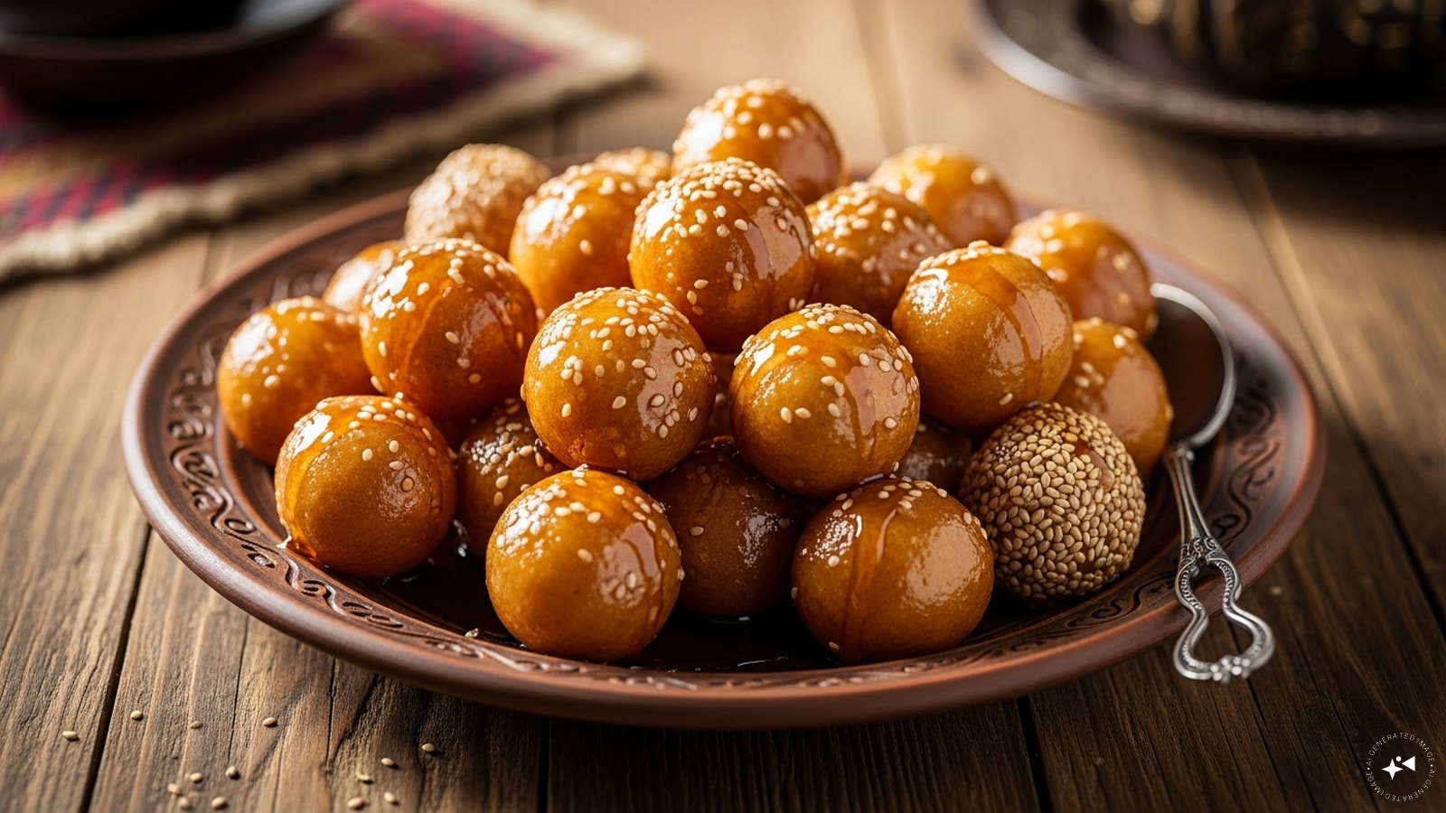 Luqaimat: These bite-sized "crunchy pillows" are deep-fried dough balls that are airy on the inside and crisp on the outside. Traditionally drizzled with date molasses (Debs) and sprinkled with sesame seeds, they are an addictive, easy-to-share treat for large family gatherings.