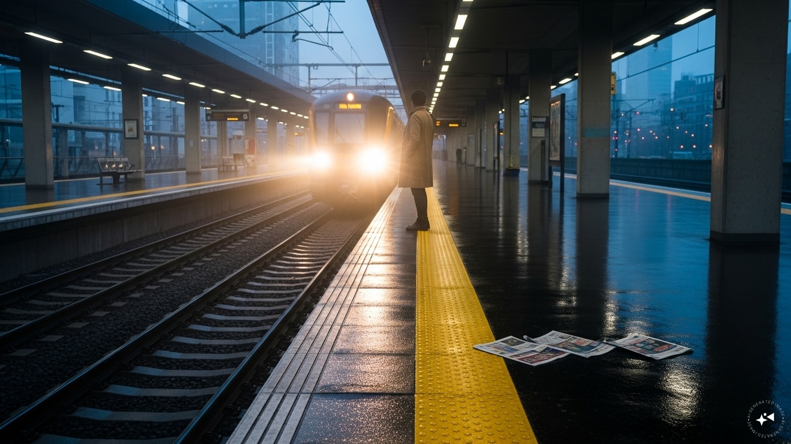 Alert For Moving Trains: Passengers standing behind the line are reminded to stay clear of incoming or departing trains.