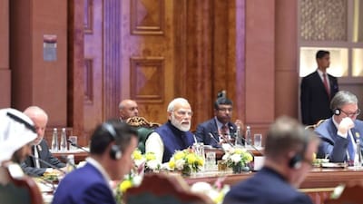 Prime Minister Narendra Modi during AI Summit in New Delhi