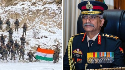 Former Army chief M M Naravane had earlier said that not an   inch of space was lost in Galwan (left).  (PTI/IANS File)