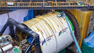 MMRDA workers at Orange Gate to Marine Drive Urban Road Tunnel Project site ahead of TBM launching in December. (PTI)