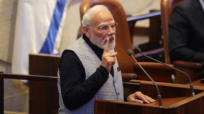 PM Modi received a resounding welcome from Israeli lawmakers in the Knesset. (Image/Reuters)