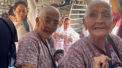 A passenger on the Mumbai local recorded the elderly woman.(Photo Credit: Instagram)