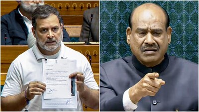 LoP in the Lok Sabha Rahul Gandhi and Lok Sabha Speaker Om Birla. (PTI photos)