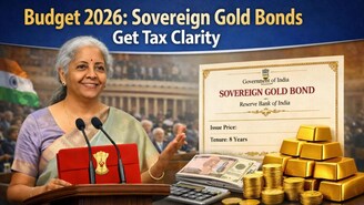 Finance Minister Nirmala Sitharaman presents the Union Budget 2026–27 as the government clarifies capital gains tax treatment for Sovereign Gold Bonds issued by the RBI.
