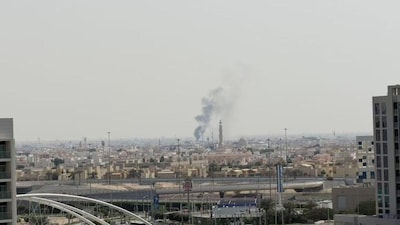 Smoke rising from the ground after Iranian Strikes in Abu Dhabi (Credits: X)