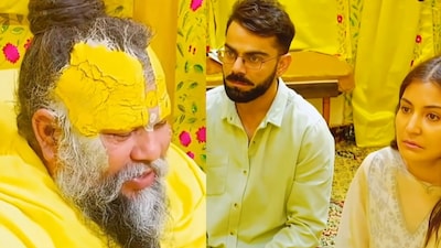 Virat and Anushka recently visited Premanand Maharaj in Keli Kunj Ashram.(Photo Credit: Instagram/shubbushrii)