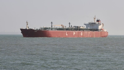 Indian LPG vessel Shivalik arrives at LPG terminal Mundra Port. 2026. (Mundra Port via AP)