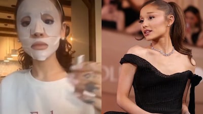 Ariana Grande shows off her natural curly hair in a new Instagram video.