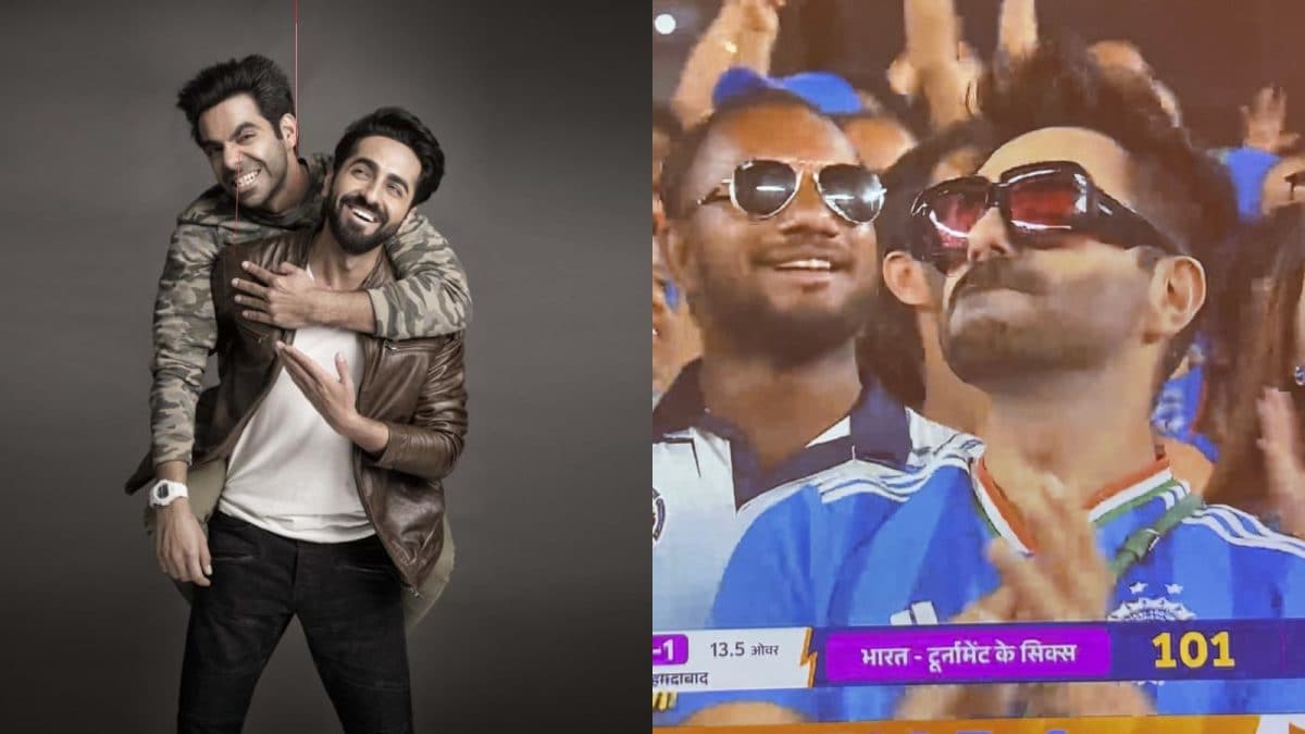 Ayushmann Khurrana Excitedly Spots Aparshakti Khurana During India Vs New Zealand T20 World Cup Final | Bollywood News Ayushmann Khurrana Excitedly Spots Aparshakti Khurana During India Vs New Zealand T20 World Cup Final | Bollywood News