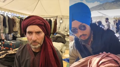 He is seen tying turbans for the actors portraying the Baloch people. (Photo Credit: Instagram)