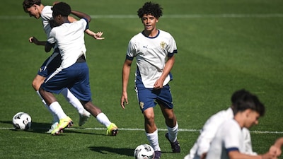 Cristiano Ronaldo Jr training with Portugal (AFP)