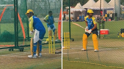 MS Dhoni and Ruturaj Gaikwad batting in the nets (X)