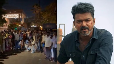 Fans gathered to catch a glimpse of Vijay.