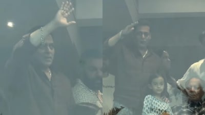 Salman Khan waves at fans from his Galaxy Apartments balcony. (Photo Credit: Manav Manglani)