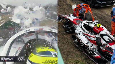 Haas' Ollie Bearman suffered a scary crash at Suzuka on Sunday (X/F1)