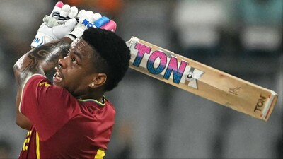 Shimron Hetmyer breaks record of hitting most sixes in a T20 World Cup edition. (Picture Credit: AFP)