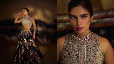 Bhumi Pednekar turns up the regal drama in a richly embroidered Shehla Chatoor lehenga, styled with statement jewels and sleek, modern glam