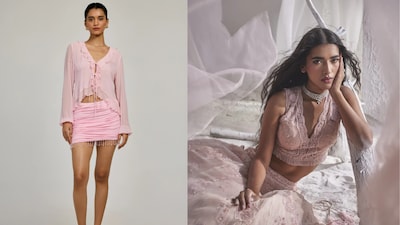 Fringe takes centre stage this season, adding movement, texture, and effortless fluidity to modern silhouettes. (R) Roseroom by Isha Jajodia and (L) Summer Away