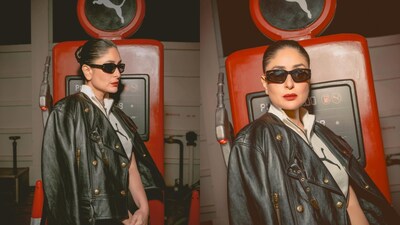 Kareena Kapoor Khan turns a sporty knit into a high-fashion moment with Celine leather