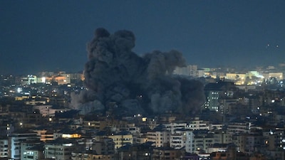 Black smoke rises from the site of an Israeli airstrike. (AFP)
