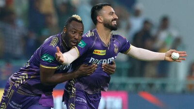 Ramandeep Singh and Andre Russell playing together for Kolkata Knight Riders (KKR)