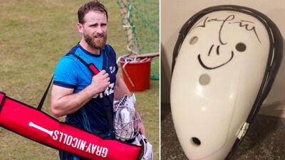 Kane Williamson and his abdomen gaurd that was cracked by Dale Steyn (PTI and Instagram)