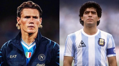 Shrines have popped up in Naples for McTominay, much like those erected for the legendary Maradona (X/Getty Images)