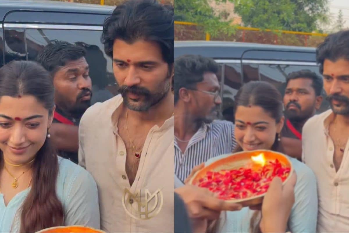 Rashmika Mandanna Keeps It Rooted In Chikankari And Mangalsutra For Temple Visit With Vijay Deverakonda
