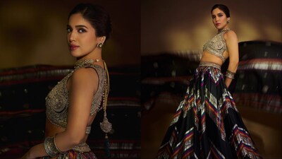 Bhumi Pednekar is wearing Shehla Chatoor. 
