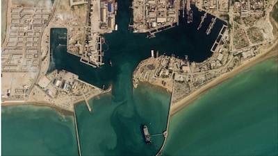Image shows damage at the military harbour in Iran's southern port of Bandar Abbas along the Strait of Hormuz (Photo: AFP)
