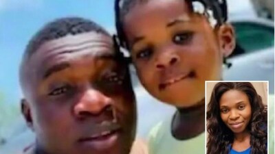 John Mbuyi with his daughter and wife (inset) Raissa Thatukila. (X:  @ULTIMAHORAENX)