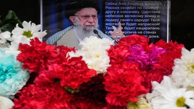 Flowers are placed in memory of the killing of Iran's Supreme Leader Ayatollah Ali Khamenei. (Image Credit: AP)