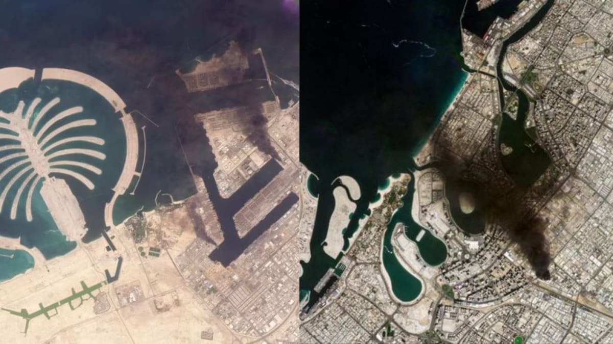 Glittering Skyline To Smoke Plumes: Before-After Satellite Images Reveal Impact Of Iran Attacks On Dubai