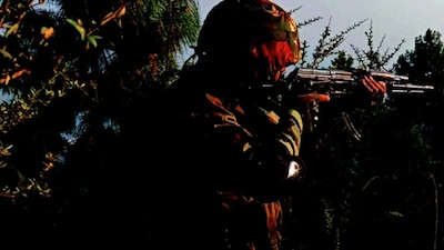 Troops deployed in the area noticed suspicious movement of a terrorist hiding in thick vegetation. (X)