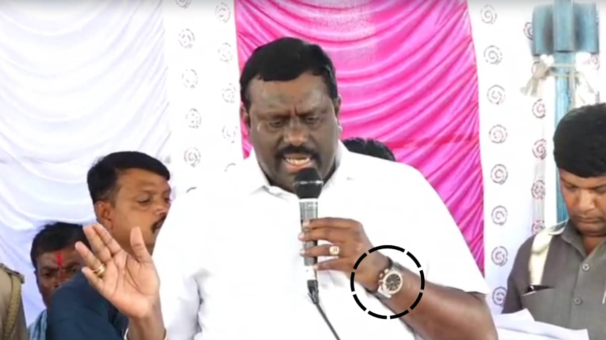 Congress MLA’s Rs 18 Lakh Luxury Watch Draws Attention At Karnataka Village Event