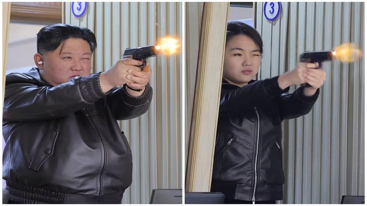 North Korean Leader Kim Jong Un And His Daughter Try Out New Pistols; Photos Go Viral