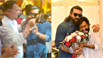 Ram Charan Cuts Huge Cake, Celebrates His Birthday With Peddi Team In Hyderabad