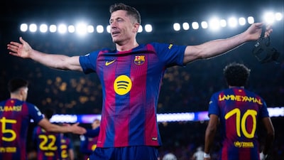 Robert Lewandowski becomes first footballer to score a goal against 41 teams in UEFA Champions League. (Picture Credit: X/@FCBarcelona)