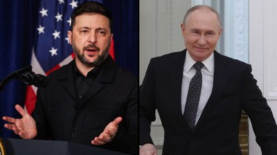 Ukrainian President Volodymyr Zelenskyy (left) and Russian President Vladimir Putin. (AFP)
