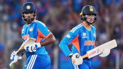 Sanju Samson and Abhishek Sharma in the 2026 T20 World Cup final (AP)