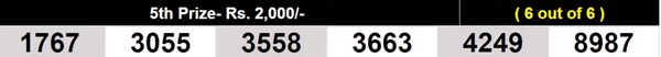  Winning Numbers for 5th prize