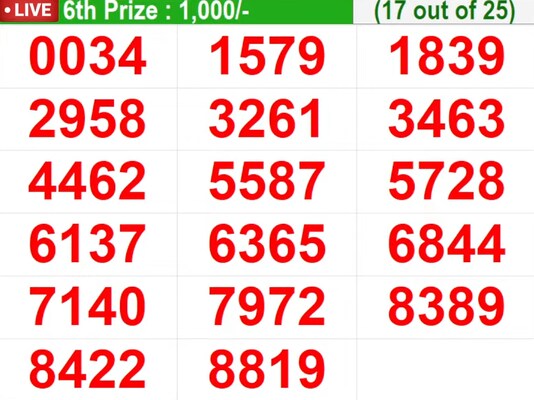  In progress - Winning Numbers for 6th prize (17 out of 25)
