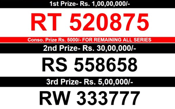 Winning numbers for 1st, 2nd and 3rd prize