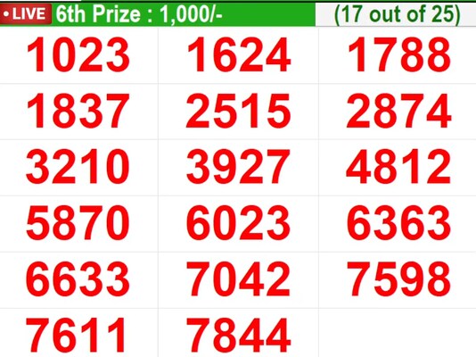  In progress – Winning numbers for 6th prize (17 out of 25)