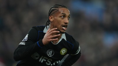 Chelsea's Joao Pedro runs during the English Premier League soccer match between Aston Villa and Chelsea in Birmingham, England, Wednesday, March 4, 2026. (AP Photo/Dave Shopland)