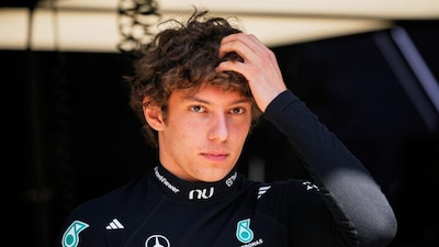 Mercedes driver Andrea Kimi Antonelli of Italy waits for the first practice session to start ahead of the Chinese Formula One Grand Prix, in Shanghai, China, Friday, March 13, 2026. (AP Photo/Vincent Thian)