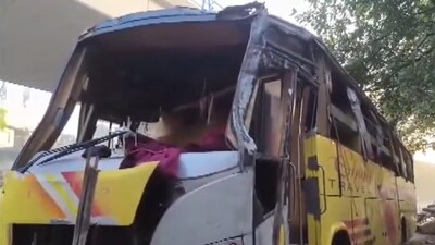 2 killed, several injured after bus overturns near Jhandewalan Temple in Delhi (Image credit: X/ANI) 