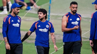 Axar Patel, Ishan Kishan and Varun Chakravarthy attend a practice session in Kolkata (Picture credit: AP)