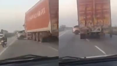 The truck driver kept dragging the damaged car for almost 1.5 kilometres. (Photo Credit: X)